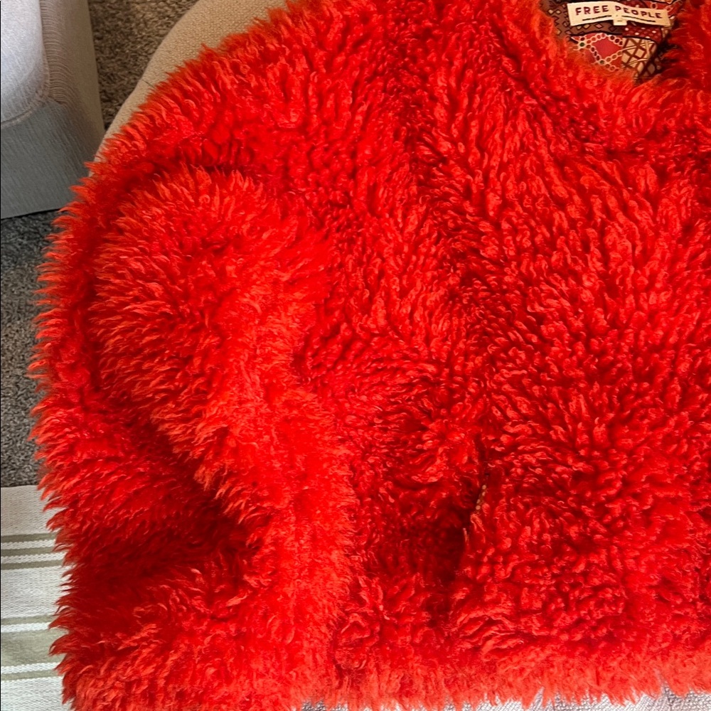 EUC. Free People Lena Teddy Jacket Orangish-red XS - Picture 6 of 11